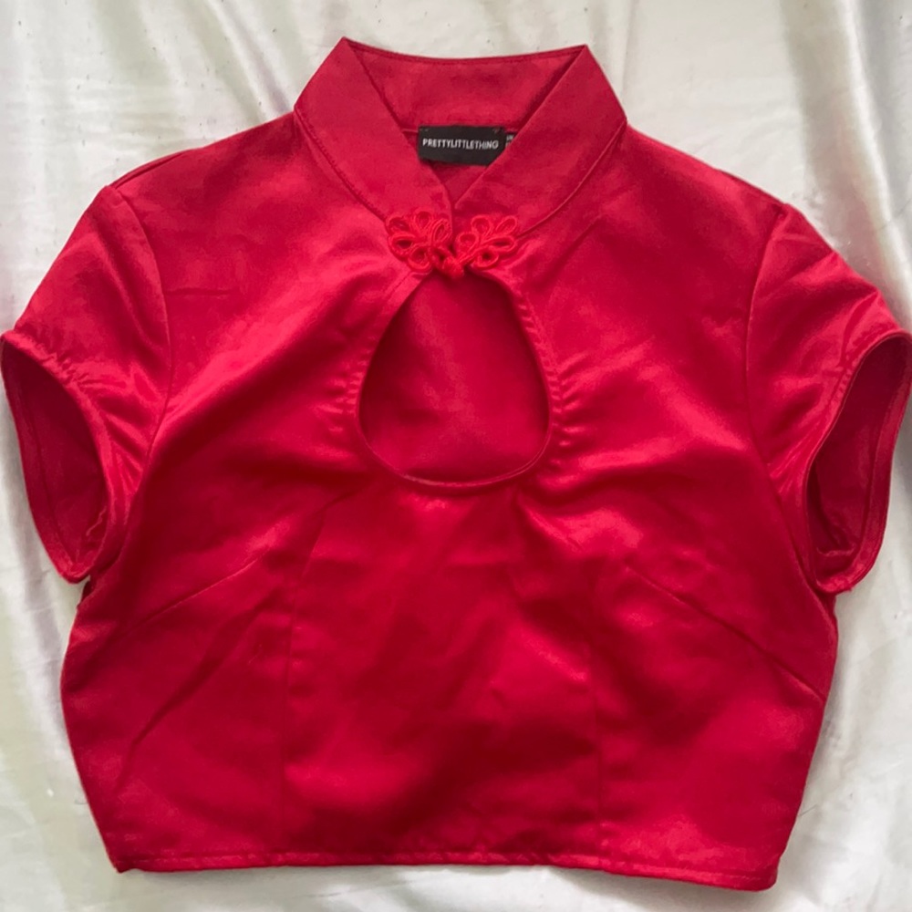 Red Satin Crop Top